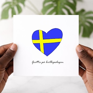 Swedish wedding card, Sweden card, Swedish couple. Happy Wedding day card, Grattis på bröllopsdagen