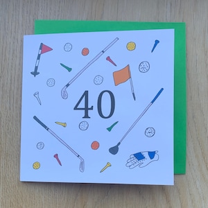 Geburtstagskarte 40, Golf, Geburtstagskarte Mann, Golf spielen, Geburtstagskarte Sport, Golfliebhaber Geschenk, 40, vierzig