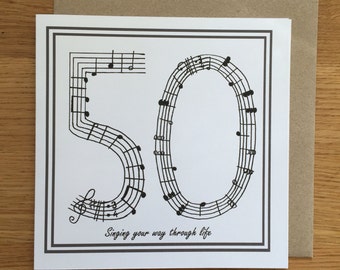 50th birthday card /music card/ singing card/ fithy