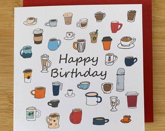 Tarjeta de cumpleaños de café / tarjeta de feliz cumpleaños / café / para él / para ella