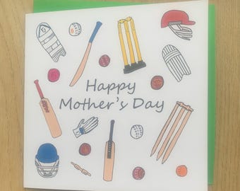 Mother’s Day card, Cricket, sports, mum, mom, mothers, alternative