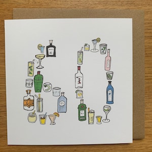 Carte du 60e anniversaire, carte gin 60, carte gin, 60, gin