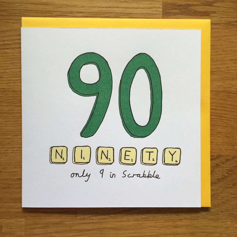 Happy birthday card 90th 90 scrabble birthday Etsy