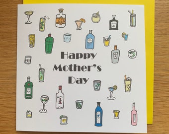 mother's day Card - gin Mother’s Day cards, Mother's Day, gin