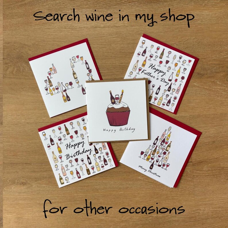 60th birthday card, 60th card, 60 card, 60th birthday wine card, wine card, wine. image 7