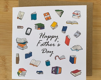 Father's day card, books, book lover card