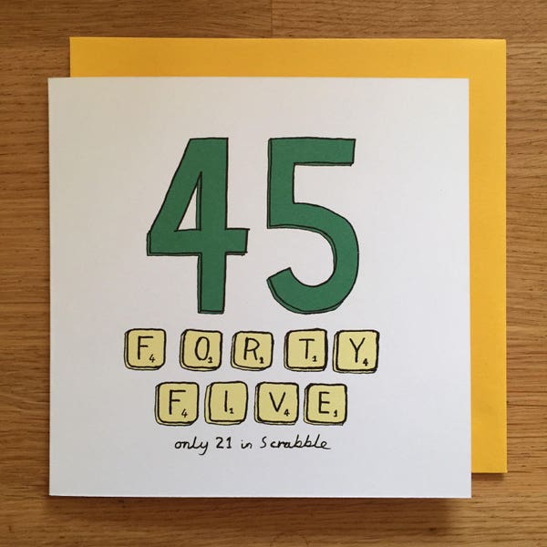 45th birthday card / 45/ 45th / scrabble