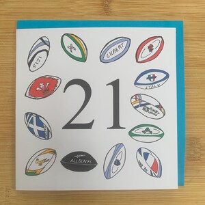 21e anniversaire, 21 ans, carte d'anniversaire, le rugby, sportif, vingt et unième,