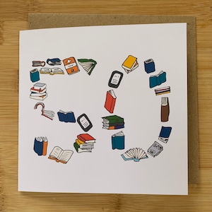 Geburtstagskarte 50, Geburtstagskarte 50, Männer, männlich, fünfte Karte, Bücher, Bücherwurm