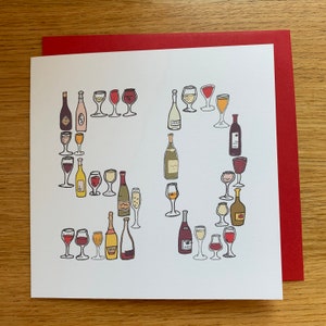 "50er Geburtstagskarte, ""50"" Geburtstagskarte, 50, 50, Wein, Wein Karte,"