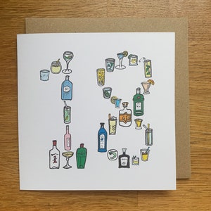 18e verjaardagskaart, 18e kaart, gin-kaart, achttiende, achttiende kaart