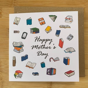 Cartes de fête des mères, lecture pour maman aimante, maman, livres