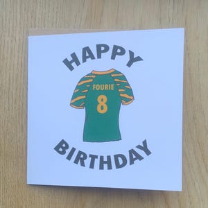 Springbokken rugbyverjaardagskaart, Zuid-Afrikaans rugby, personalisatie met naam en leeftijd, bokers, jongen, man