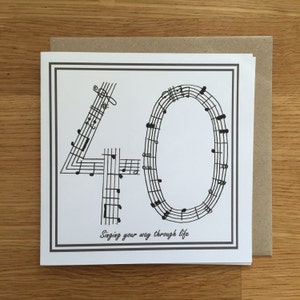 Cartão de aniversário de 40 anos/cartão de música/cartão de canto/quarenta