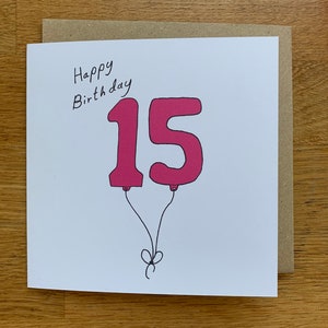 15 ballons, carte, 15 ans, pour femme, femme, mignon, rose,