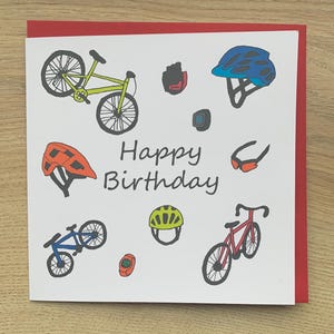 Carte de joyeux anniversaire, cyclisme, cycliste, vélos, vélo, cycle, homme, lui, sportif