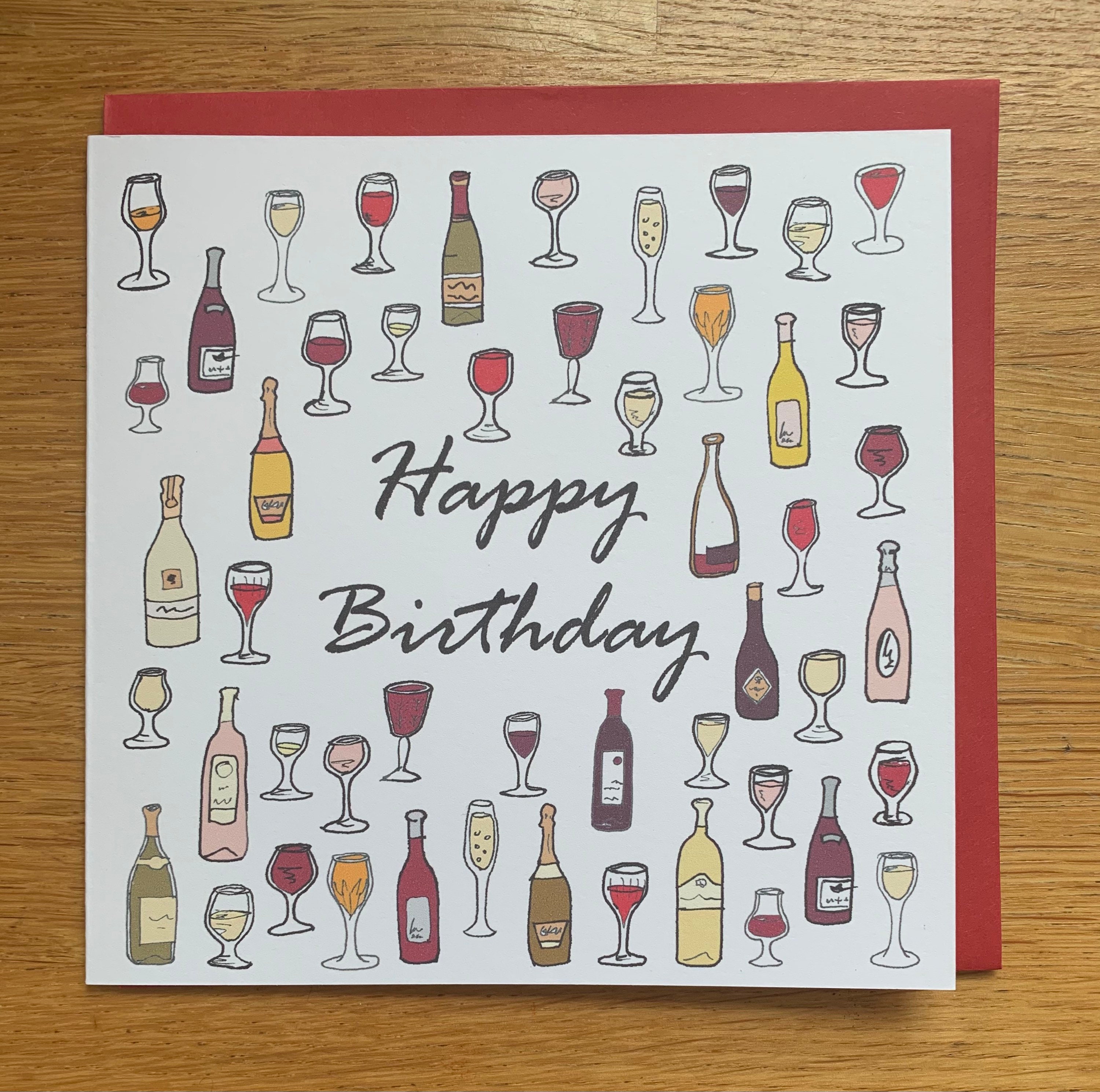 Lustige Geburtstagskarte Für Wein-Liebhaber | „Age Gets Better With Wine“ | 15x15cm, Blanko Innen