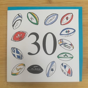 carte du 30e anniversaire, le rugby, 30, sportif, trente
