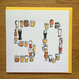 50 Jahre Geburtstagskarte Männer Trinkkarte Bier 50