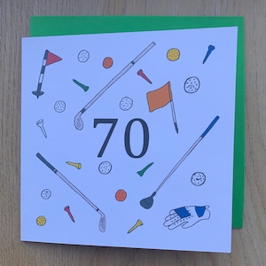 70e verjaardagskaart, golf, verjaardagskaart mannen, golfen, sportfeestkaart, cadeau golfliefhebber, 70, zeventig