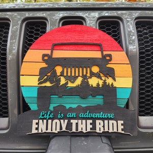 Offroad Jeep and Mountains Sign - Enjoy the Ride!