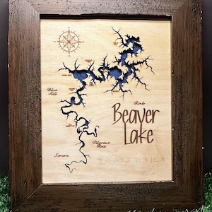 Mapa del lago Beaver con archivos digitales de las ensenadas