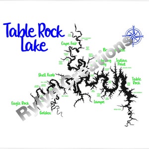 Rock-Lake-Karte mit Buchten Digitale Dateien