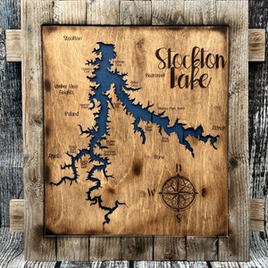 Stockton Lake-kaart met digitale bestanden van baaien