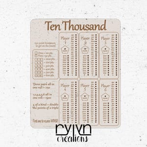 Ten Thousand Spielbrett - 6 Spieler - Digital File