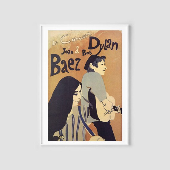 Bob Dylan and Joan Baez in Concert, 1965 Tour Poster / Folk Music