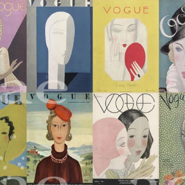 Affiche de mode Art Déco / Couvertures vintage Vogue des années 1920-1930 / Design graphique Art Déco / Mode vintage Wall Art