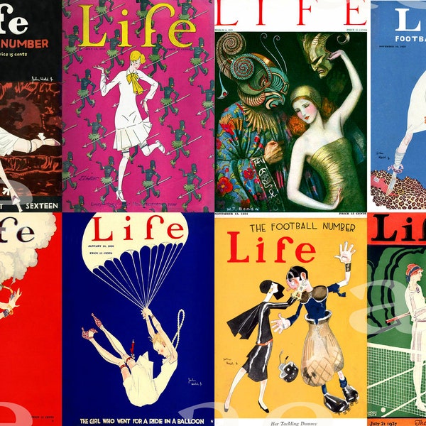 Vintage Life Magazine Covers from 1910s-1920s / Art Deco poster / Flapper / Art Deco Graphic Design