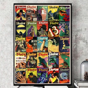 Pulp magazine / Shadow Magazine Covers from 1930s-1940s / Vintage Noir / Retro Poster / Art Print