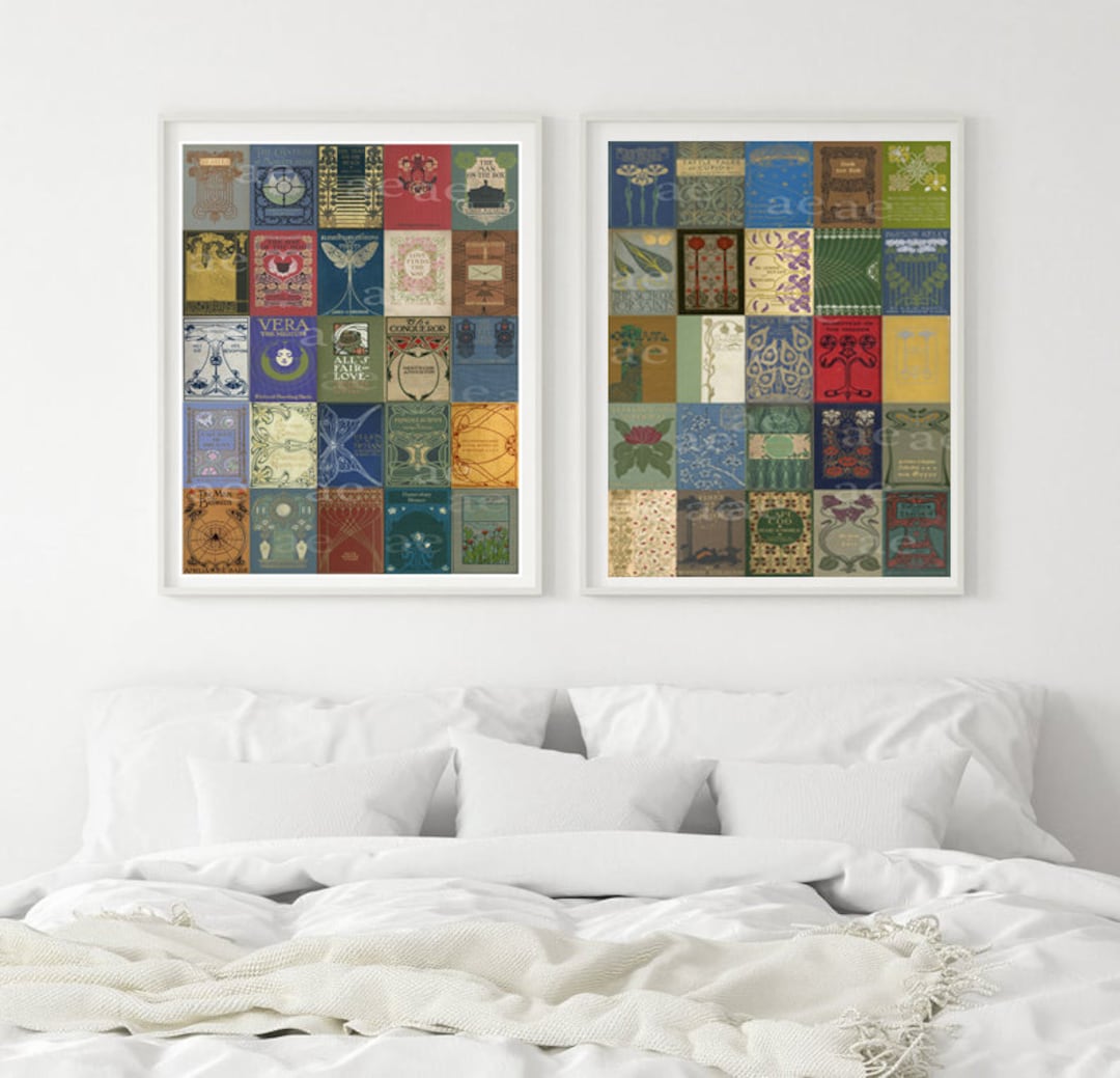 ART Nouveau Book Covers / Set of 2 Prints / Art Poster / Floral Art