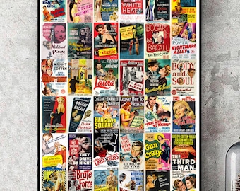 The Best Film Noir of the 1940s / Film Noir movie posters collection from 1940s / Art Print