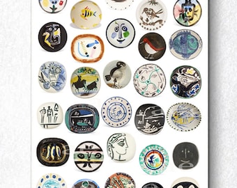 Pablo Picasso Keramik, 1940-60er Jahre /Fine Art Ceramics / Picasso Sammlung / Teller / Picasso Poster / Kunstdruck