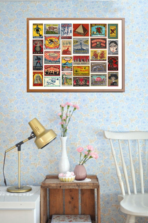 Vintage Matchbox Labels Poster / Vintage Advertising / Japan