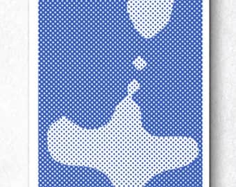 Minimalist Kiss Dot Art Print: Abstract Sensual Couple Poster