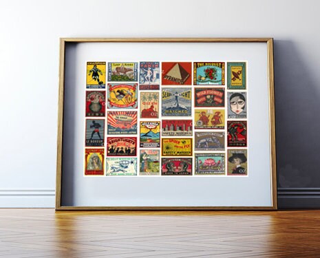 Vintage Matchbox Labels Poster / Vintage Advertising / Japan