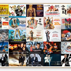 James Bond 007 Movie posters collection 1962-2021 / 50 years of James Bond Movies / Film Poster Movie Art Print image 1