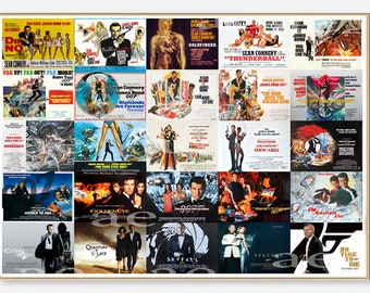 James Bond 007 - Movie posters collection 1962-2021 / 50 years of James Bond Movies / Film Poster Movie Art Print