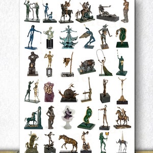 Salvador Dali Sculptures, Surrealist symbols, Salvador Dali poster, Salvador Dali Sculpture Collection, Art print