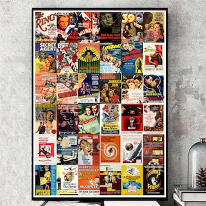 Colección de carteles de películas de Alfred Hitchcock / Cartel de filmografía de Alfred Hitchcock, años 1920-1970 / Póster Impresión de arte