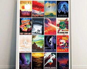 NASA Space Print / Visiones del Futuro / Póster de Turismo Espacial / Sala de Niños / Decoración de La Oficina en Casa