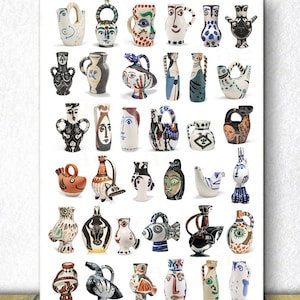 Cerámica de Pablo Picasso / Cerámica de Bellas Artes / Colección Picasso / Jarrones, cuencos, criaturas mitológicas / Póster de Picasso / Lámina artística