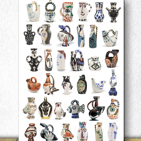 Pablo Picasso ceramics / Fine Art Ceramics / Picasso Collection / Vases, bowls, mythological creatures / Picasso poster / Art Print