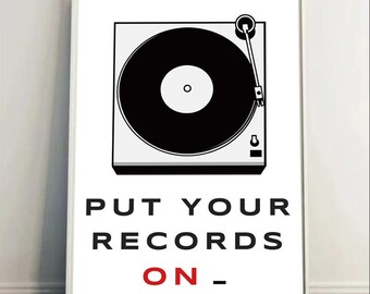 Vinyl Record Player Art Print: Mid Century Modern Music Poster