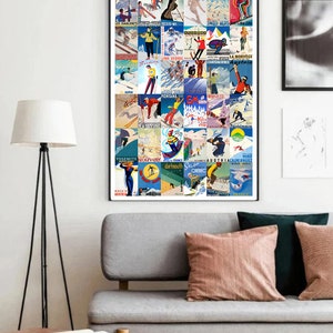 Vintage Ski Posters / Winter Wall Decor / Winter Sport / Skiing Print ...