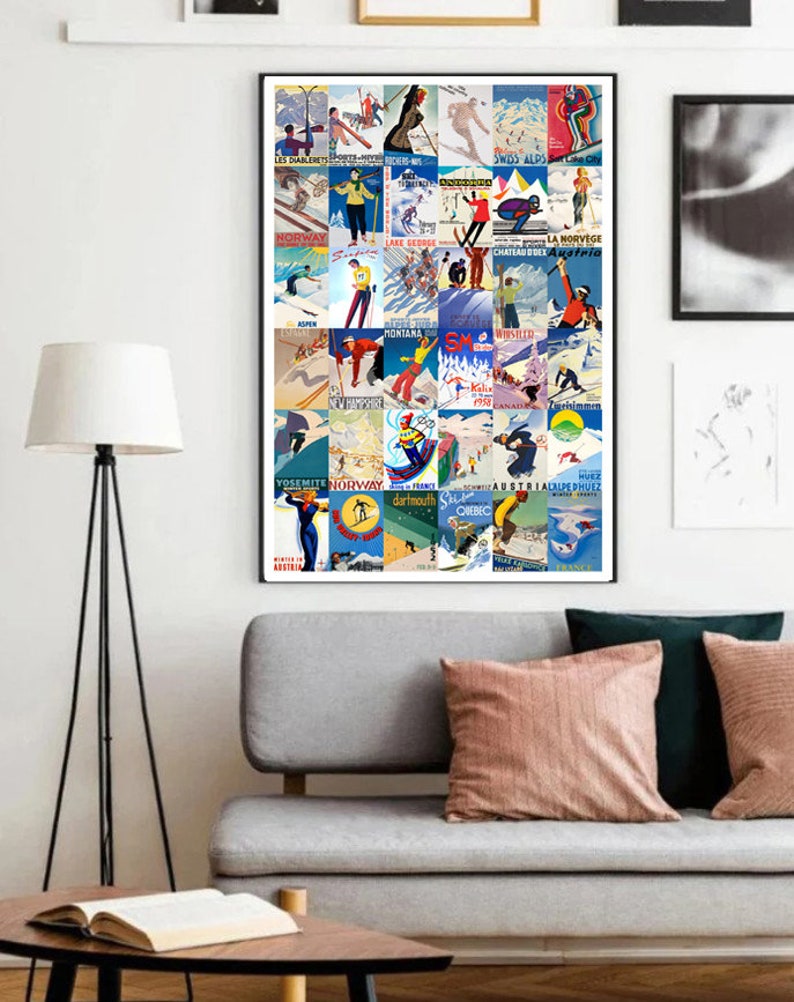 Vintage Ski Posters / Winter Wall Decor / Winter Sport / Skiing Print ...