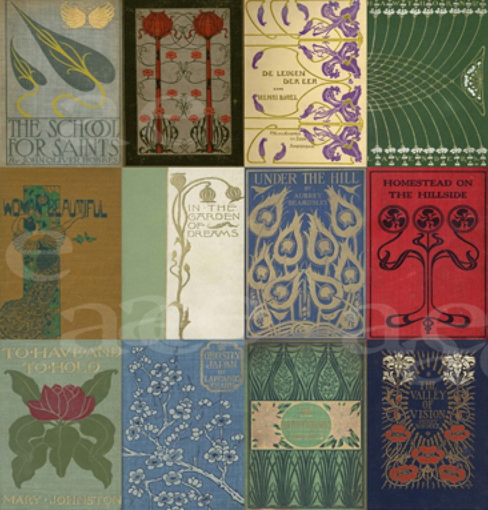 ART Nouveau Book Covers / Set of 2 Prints / Art Poster / Floral Art